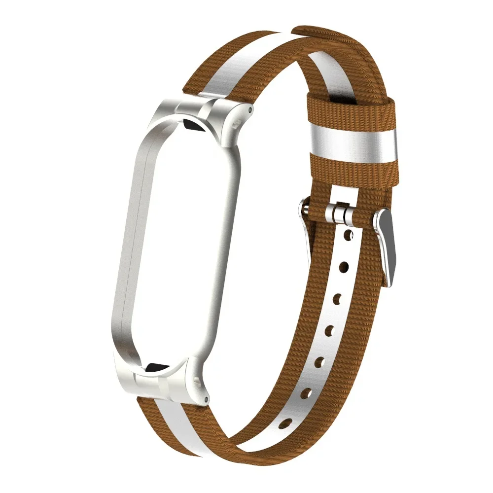 For Miband 6 5 4 3 Stainless Steel Reflective Nylon Watch Band Smart Bracelet Watch Strap Suitable For Xiaomi Mi Band 6 5 4