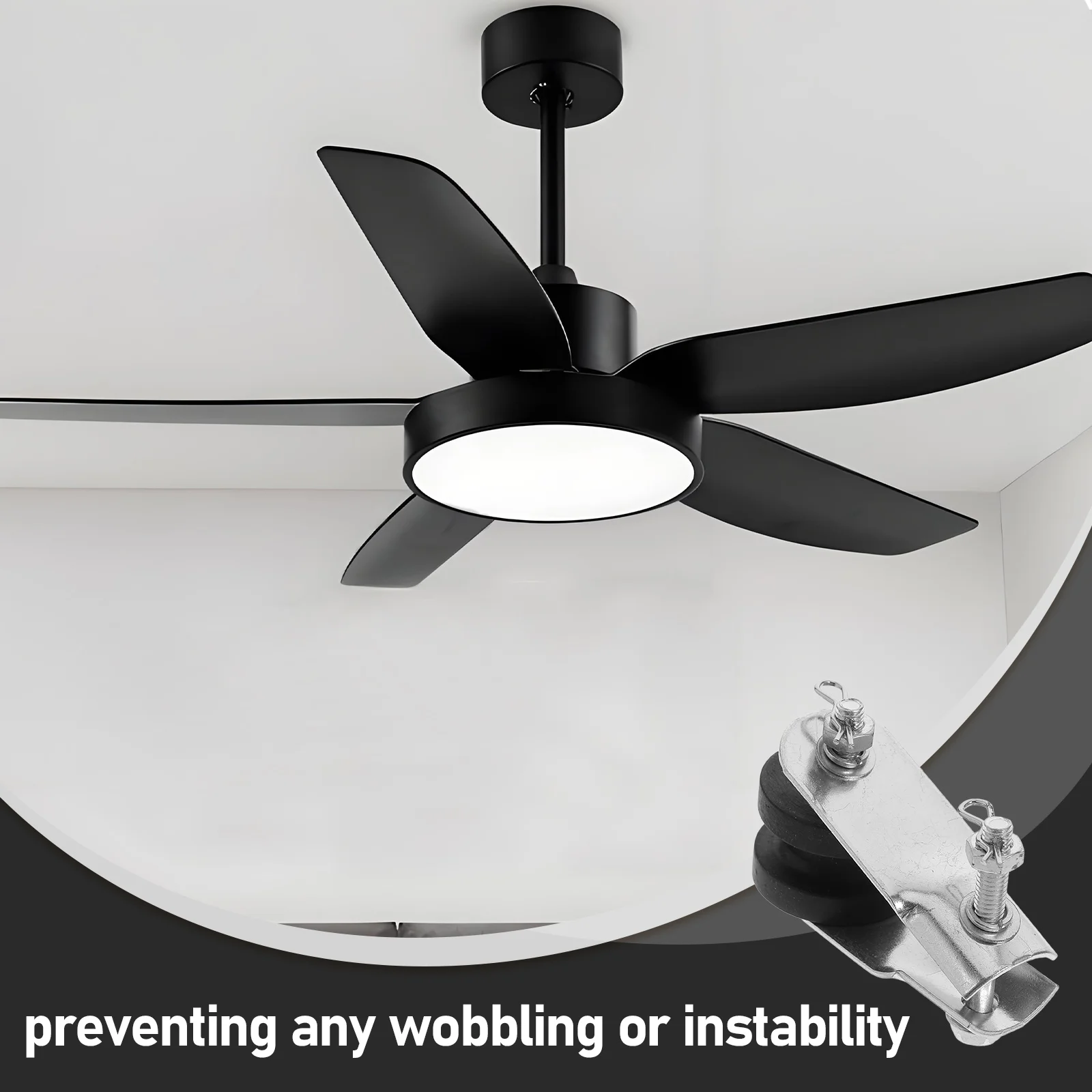 Braçadeira de fixação de haste de luz de ventilador, polia ajustável, ferramenta de montagem de ventilador de teto, suporte de lâmpada suspensa estável, lâmpada pendente vintage