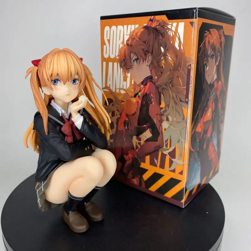 

Фигурка Эвы Асуки Лангли Сориу в школьной форме, ручная работа, красивая девушка, воин-ангел, коллекционная, в позе приседания