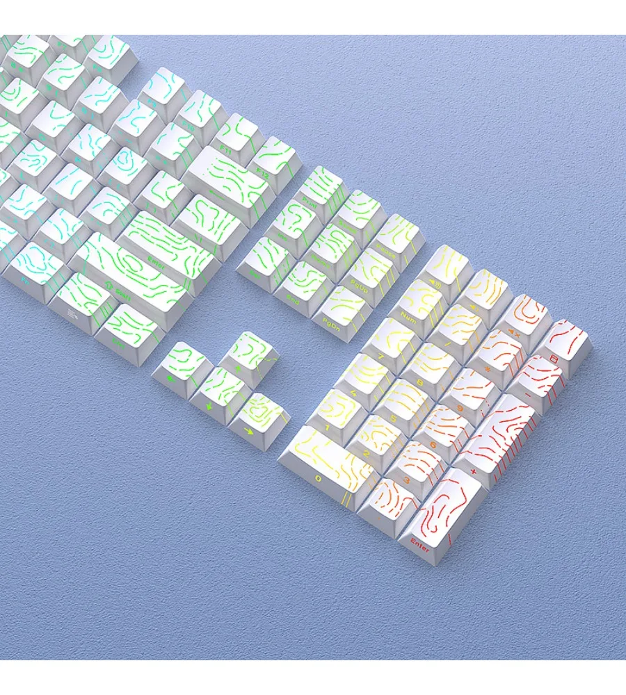 130 key two-color small full set crack luminous white contour 4.0 keycap original height