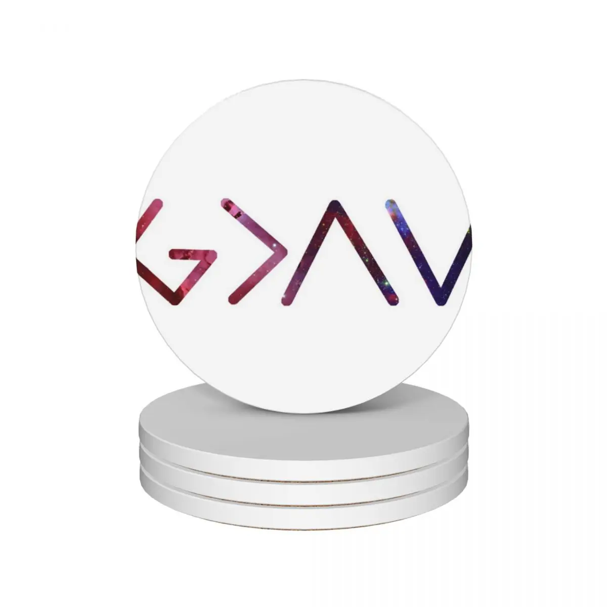 

Galaxy God is Greater than the Ups and Downs Ceramic Coasters (Set of 4) white holder cup pads Coasters