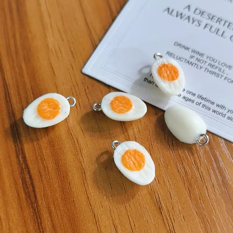 10/30pcs PVC Mini Half Egg Miniature Food Charms Funny Cute Bracelet Earring Pendant DIY Jewelry Accessory