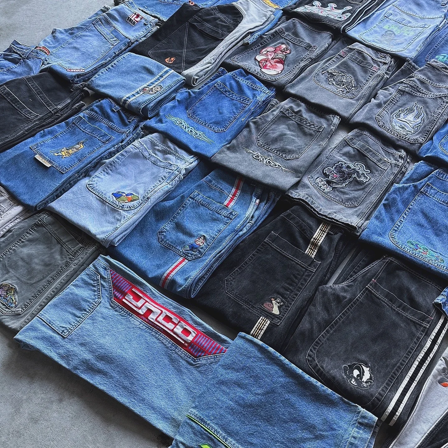 Y2k Baggy Jeans Männer Harajuku heiß verkaufen Jnco bestickte Vintage Skateboard Hosen Streetwear Goth Frauen lässig weites Bein Jeans