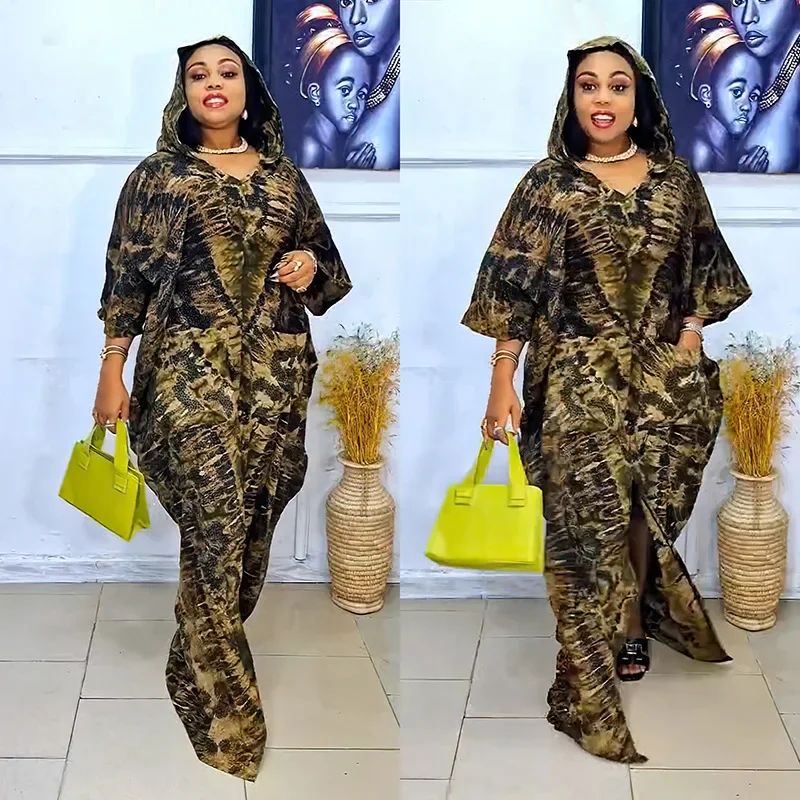 

Eid Djellaba Hooded Abaya African Dresses for Women Loose Boubou Robe Ankara Dashiki Africa Clothing Kaftan Morocco Robe Caftan