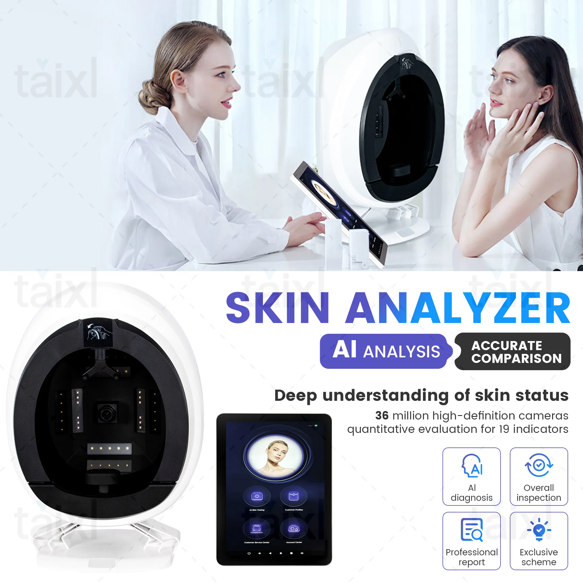 New Arrival 3D Intelligent AI Skin Analyzer Machine Facial Camera Tester Analyzer Skin Analyzer Skin Analysis Machine