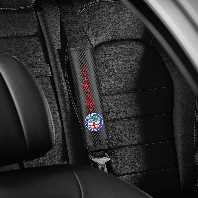 Car Accessories Carbon Fiber Seat Belt Shoulder Cover Breathable Protection Seat Belt For Alfa Romeo Mito Brera 147 Giulietta GT