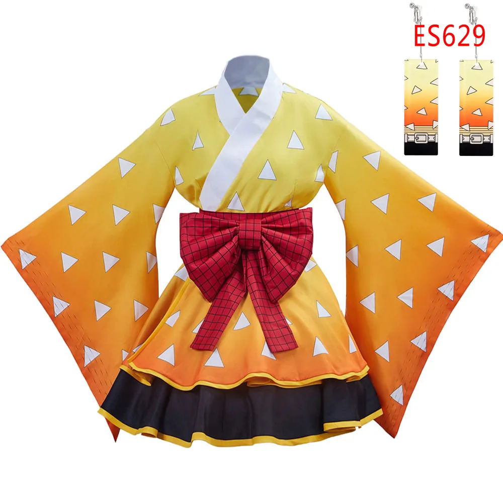 Anime Kamado Tanjirou Cosplay Costume for Women Nezuko Japanese Lolita Dresses Maid Kimonos Halloween Carnival Outfits