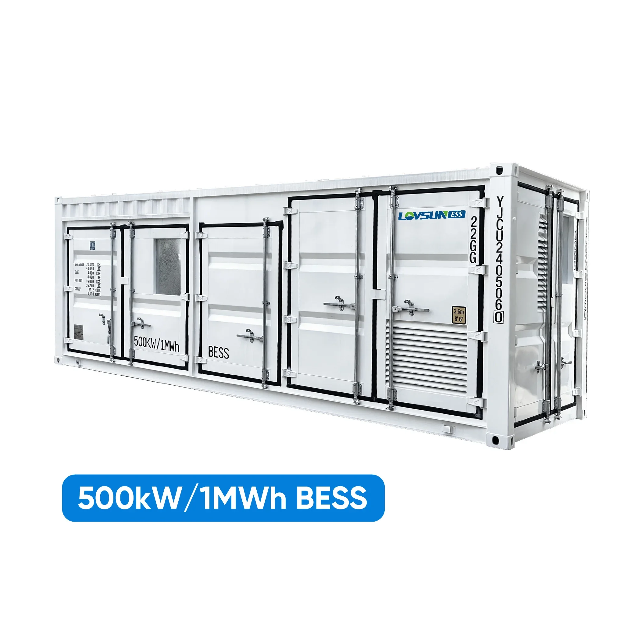 All-in-one ESS 1mwh 2mwh Lithium Battery Energy Storage System 20ft 40ft Container 500kw Pcs BESS Solar Battery Energy Storage