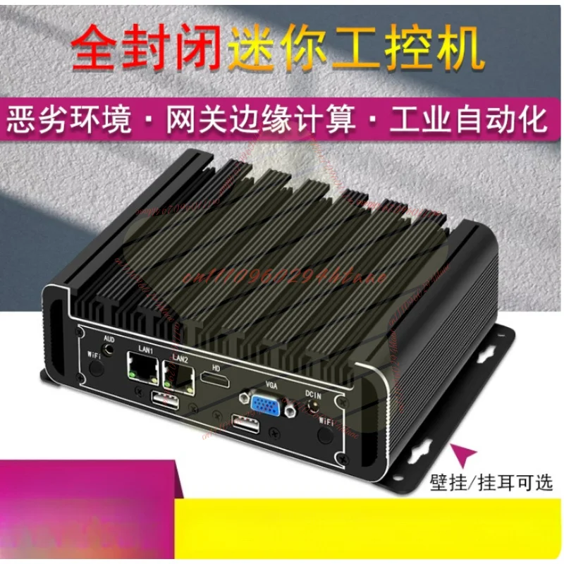 Fanless Mini Industrial PC J1900 J4125 N100 J6412, Dual LAN Quad Core Low Power Micro Computer Host