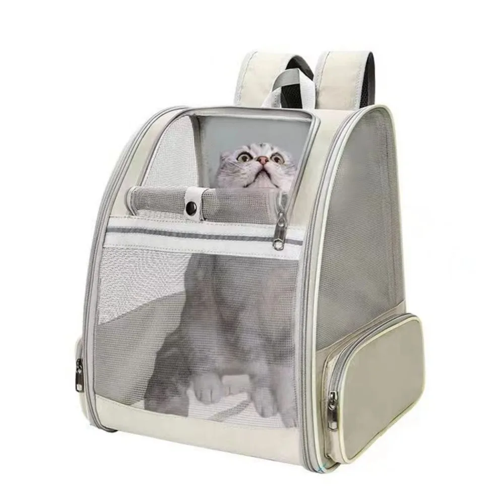 

Portable Opening-Mesh Pet Cat Backpacks Large Capacity Front Window Cat Carrying Bag Foldable Breathable Cat Backpack Small Dogs