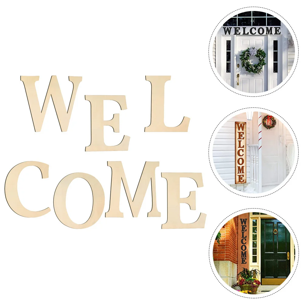 

7Pcs DIY Welcome Letters Wood Slices Safe Gift for Parties Handmade Graffiti Chip Wood Alphabet Crafts
