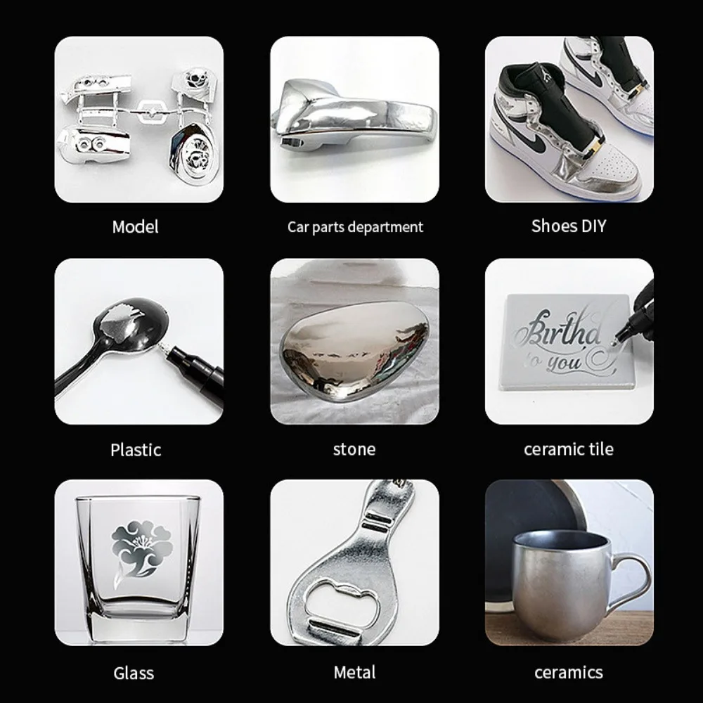 Impermeável Chrome Espelho Marcador Pen, DIY Metal, Ouro Paint Marker, Craftwork Pen, Canetas Gel de vidro, 0.8mm, 1.0mm, 2.0mm