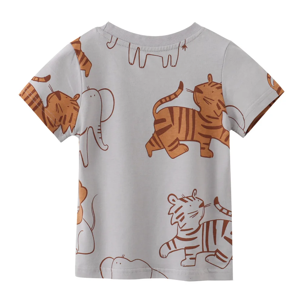 Baby Girls Summer T-Shirts Short Sleeve Tiger Print Kids Animal Tops Toddler Children's Clothing