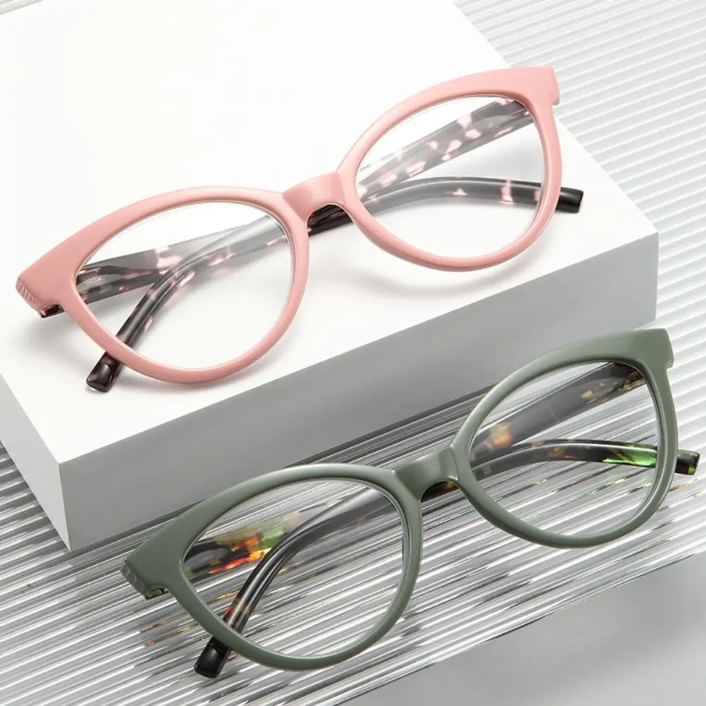 

New Cat Eye Anti Blue Light Reading Glasses Women Men Flower Printed Computer Presbyopia Eyeglasses Retro Triangle Frame Eyewear