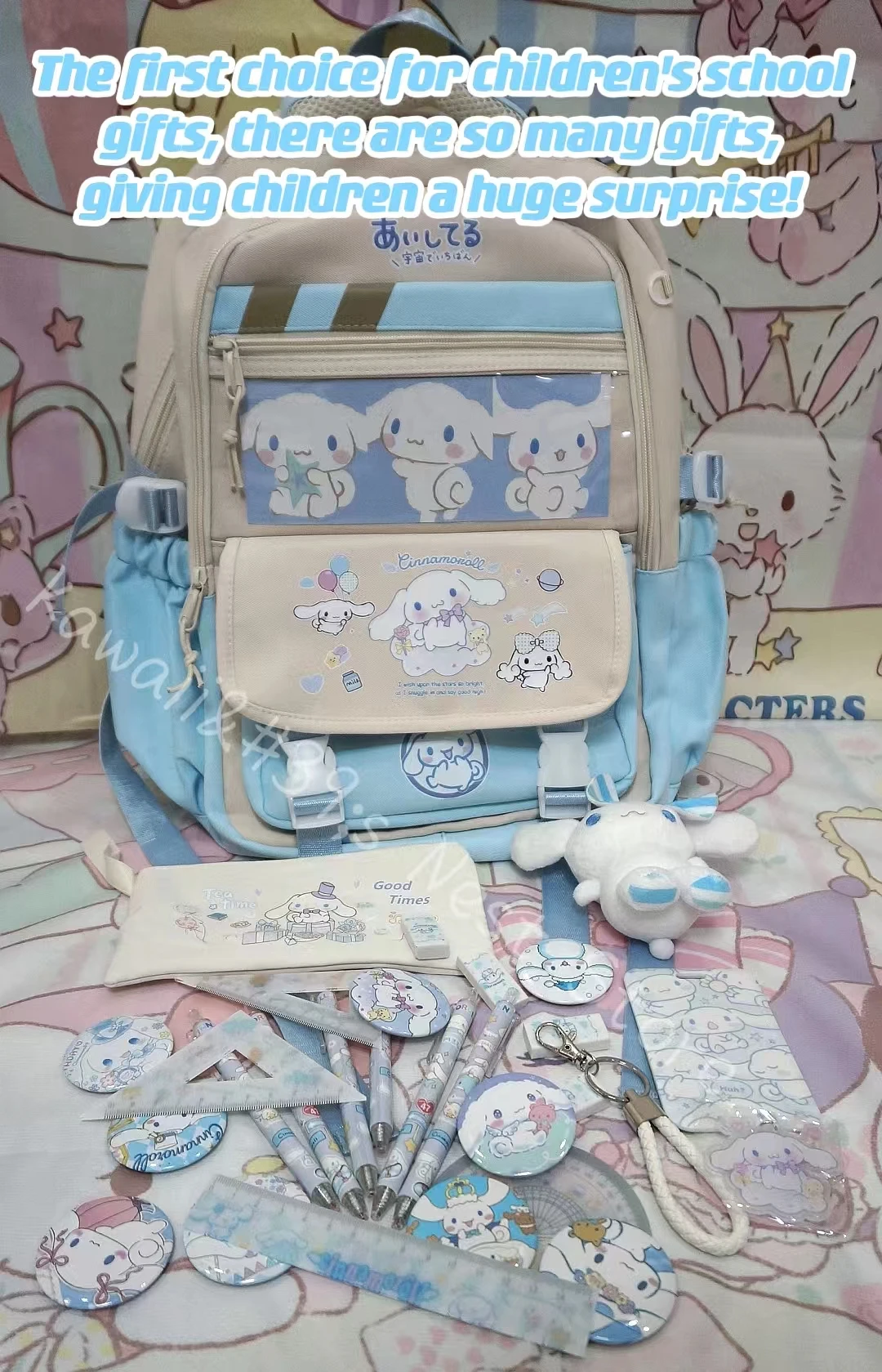 Cinnamoroll plecak dziecięcy z kreskówek o dużej pojemności Kuromi My Melody Pochacco Mochilas Estetyczny zestaw tornistrów dla dzieci