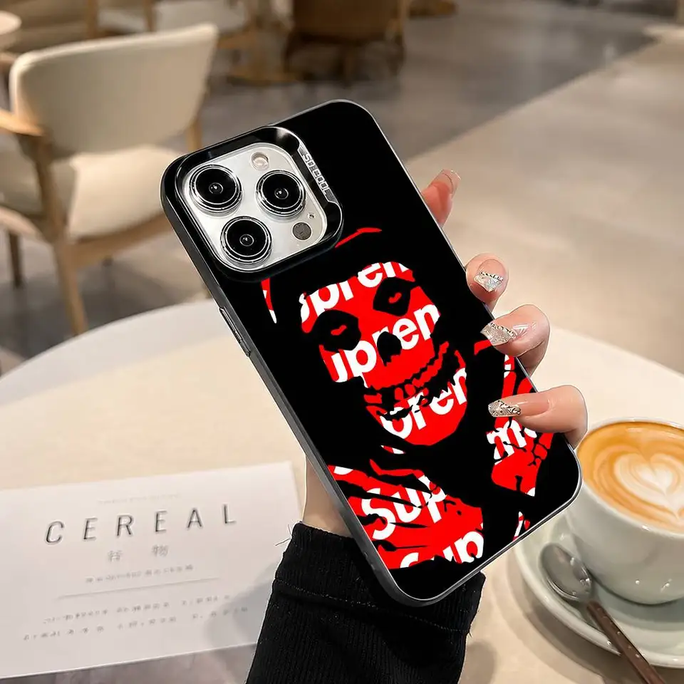 Funda de marca clásica S-Supremes, regalo para iPhone 17,16,15,14,13,12,11 Plus, Pro Max, XS, cubierta plateada y negra 4