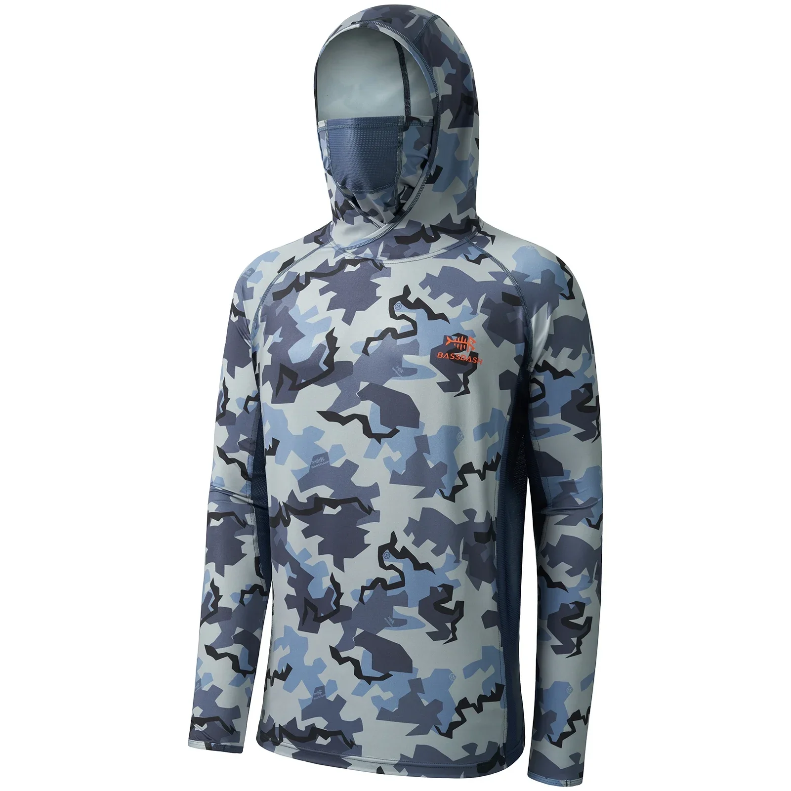 Bassdash UPF 50+ Jagdhemd für Herren mit Maske, Langarm-Camo-Angelhoodie – Detail 6
