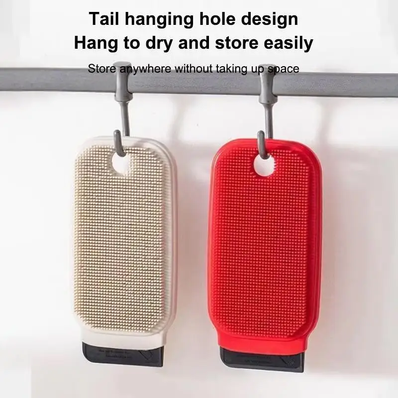 Double-sided TPR Dish Cleaning Brush Quick Drying Non-Scratch Multi-Functional Scrubber for Kitchen Dishes Fruits Pans Sink