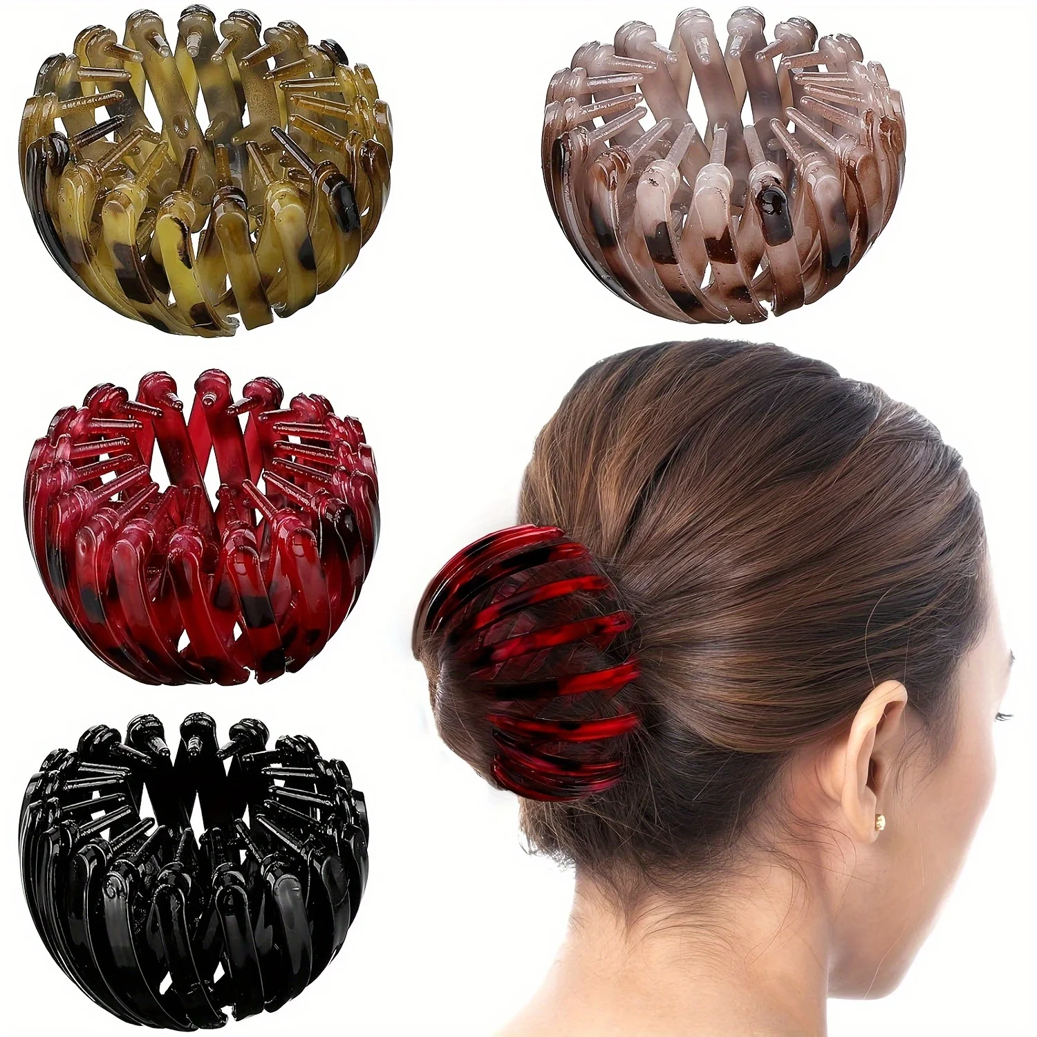 Presilha de Cabelo Ninho de Pássaro Elegante - Faixa de Cabelo Elástica Geométrica Retrô para Rabo de Cavalo e Coque Feminina