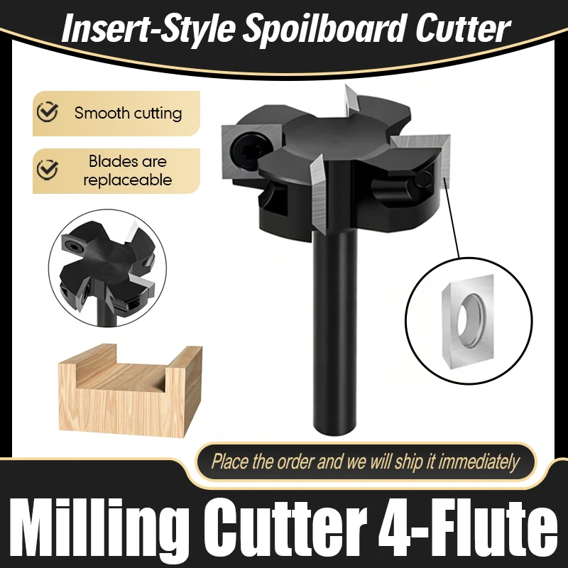 

Milling Cutter 4-Flute Spoilboard Surfacing Router Bits 8 12mm Shank Wood Planer Bit Insert Carbide Slab Flattening Bit