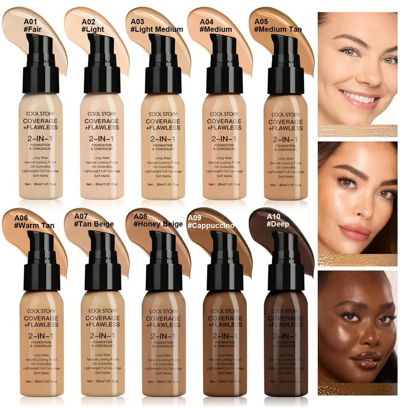 Crema de base líquida para rostro, crema BB hidratante con Control de aceite, cobertura completa, corrector duradero, cosméticos faciales de alta cobertura