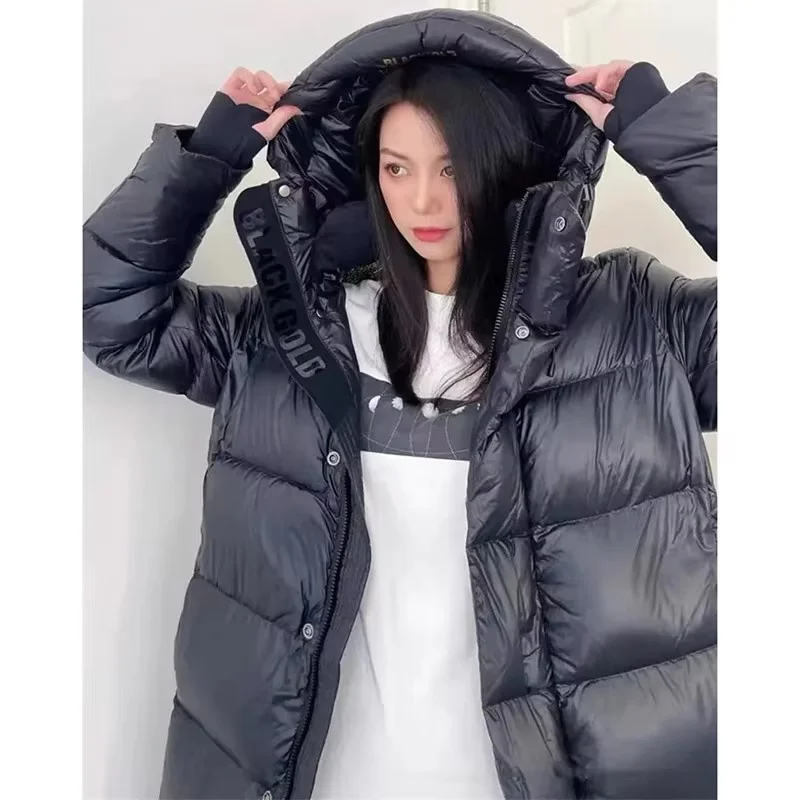 Winter Women Loose Cotton Padded Jacket Korean Ladies Long Over The Knee Puffer Coat Female Hooded Black Warm Cotton Padded