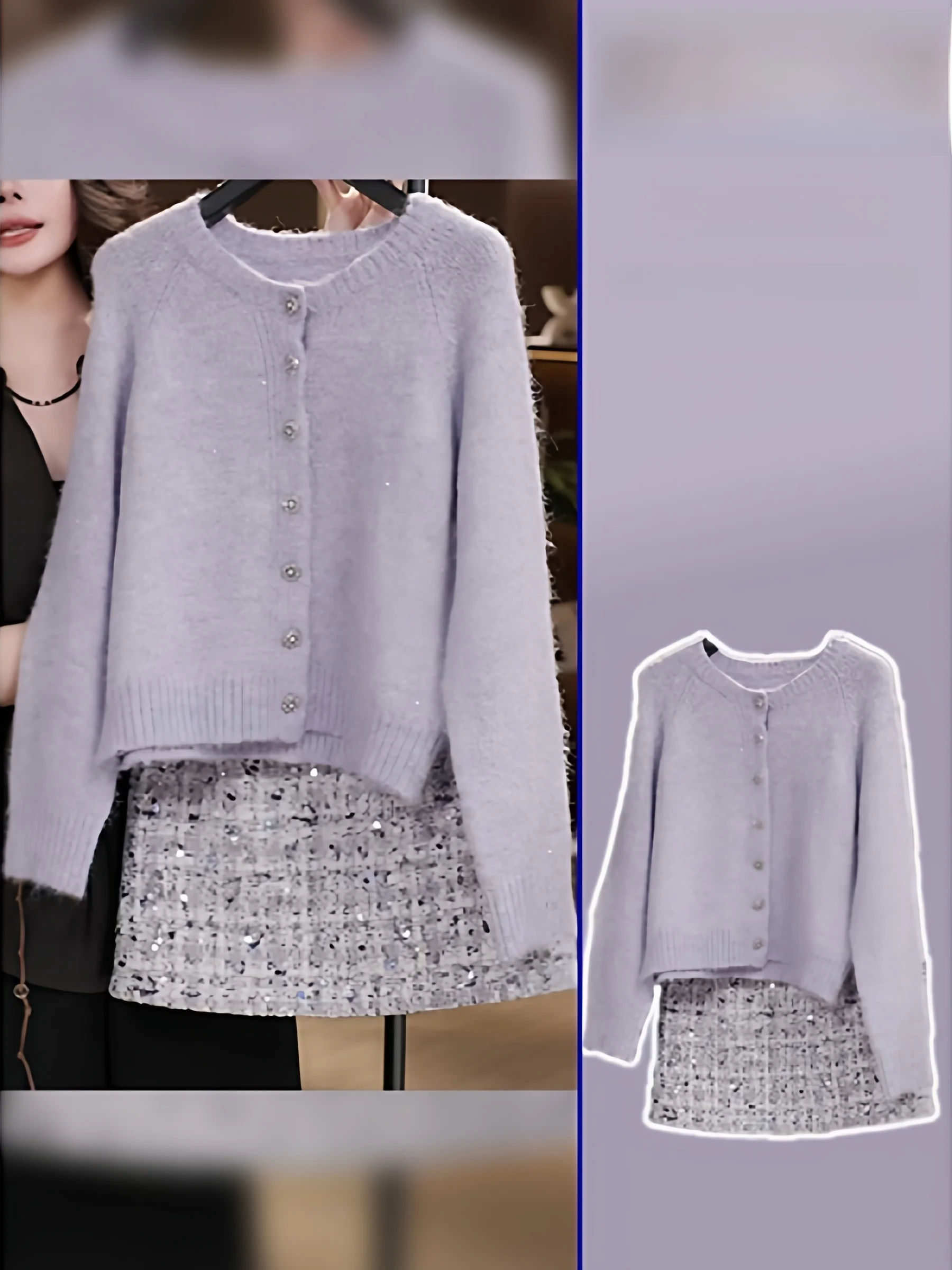 

Soft Cozy plus Size Knitwear Jaet And Skirt Two Piece Set for Women Faionable Agel Meat Covering Casual Outfit