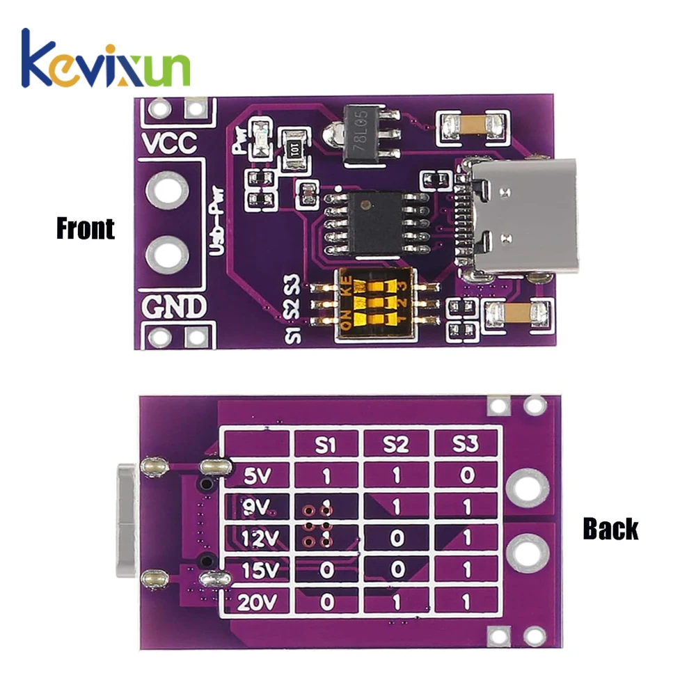 Type-C QC AFC PD2.0 PD3.0 to DC Spoof Scam Fast Charge Trigger Polling Detector USB-PD Notebook Power Supply Change Board Module