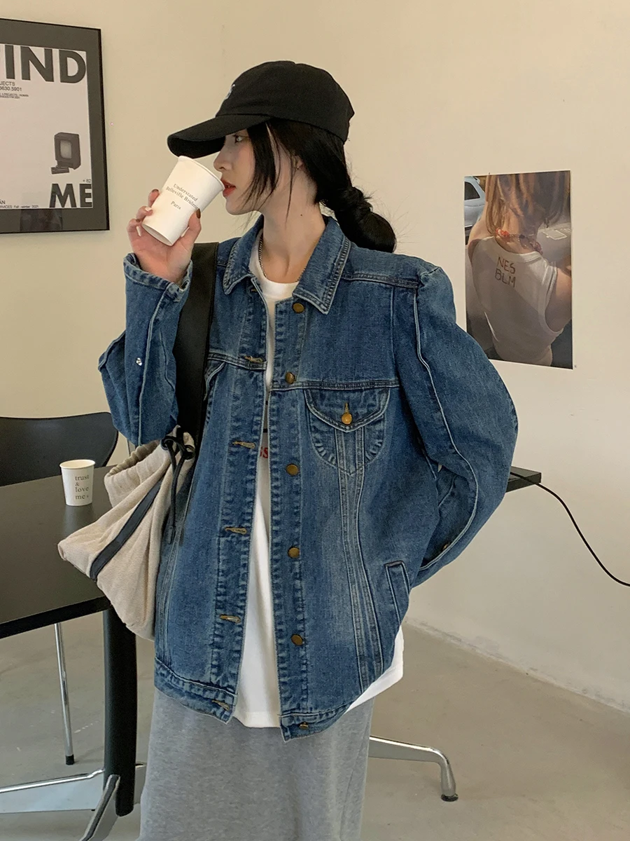 

Denim Coat Jacket Woman Womens Fall Corduroy Wide Snap Button Belted Drawstring Retro Pleated Mellow Raw-Edges Checked Jackets