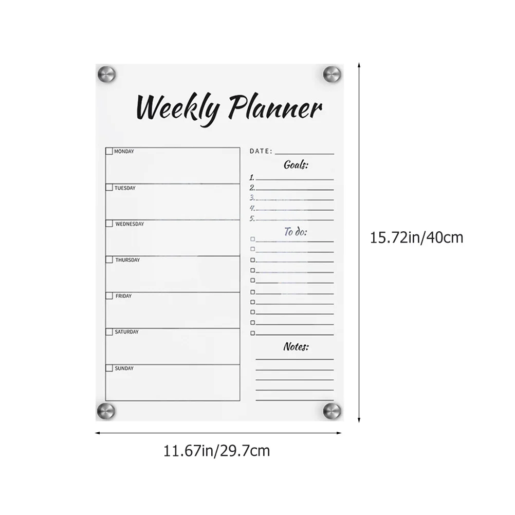 1 Set Multifunctional Weekly Plan Memo Reusable Acrylic Message Board For Home Office School Wedding Decorative Display Writing