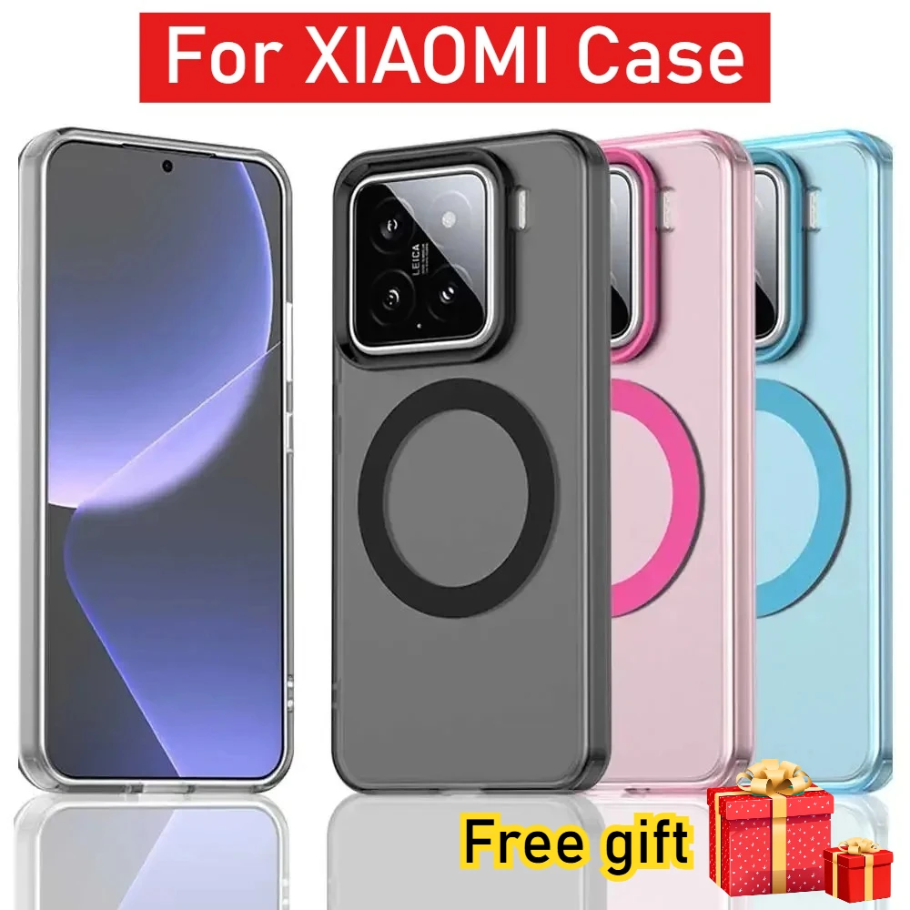 Transparente, bonbonfarbene, matte Hülle für Xiaomi 17 Pro Max 15 14T Pro für Magsafe Wireless Charge, stoßfeste Schutzhülle