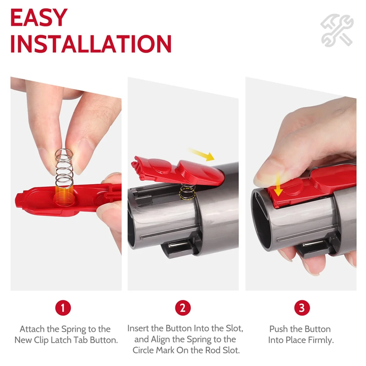 環境に優しい 6 個のワンドチューブ/クリーナーヘッドクリップラッチタブボタンダイソン V7 V8 V10 V11 V15 真空交換ツールボタン S 付き