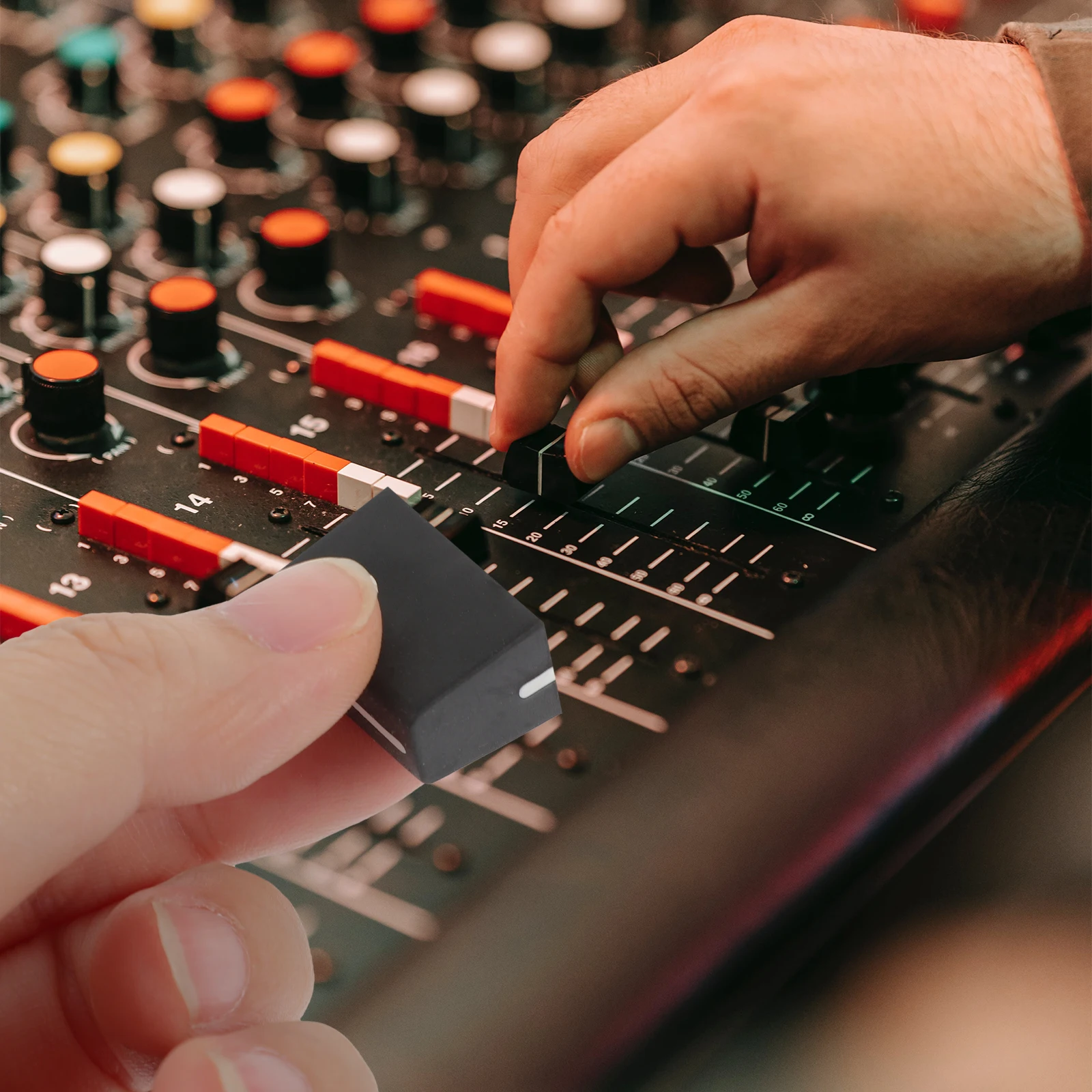 

5 Pcs Sound Console Switch Cap Universal Knob Replacement Mixer Slider Rubber Flat Push Button