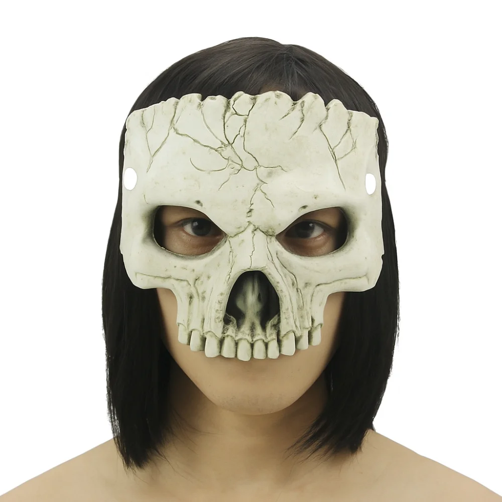 Lustige halbe Gesicht Halloween Maske PU schäumende Party Requisiten Halloween Schädel Maske Cosplay liefert Skelett Maske Männer