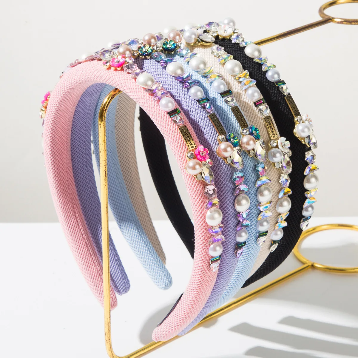 

Korean Style Fashion Fresh Sweet Rhinestone Pearl Flower Letter Headband for Women High-end Versatile Hair Accessory