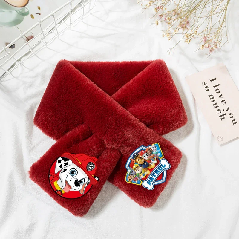 Paw Patrols Pluche Halsdoek voor Kinderen Nieuwe Sjaal Kawaii Chase Skye Puppy Figuur Print Winter Warm Wrap Kleding Accessoires Cadeau