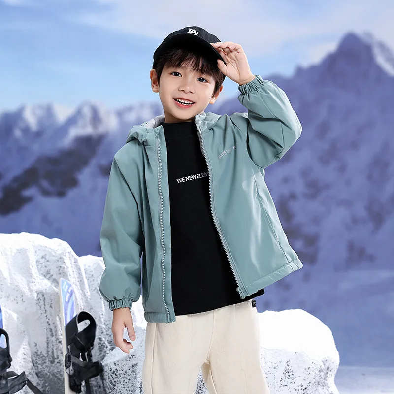 Children's fall and winter coat 2026 style insulated children's padded thickened storm jacket winter hooded zipper cotton coat