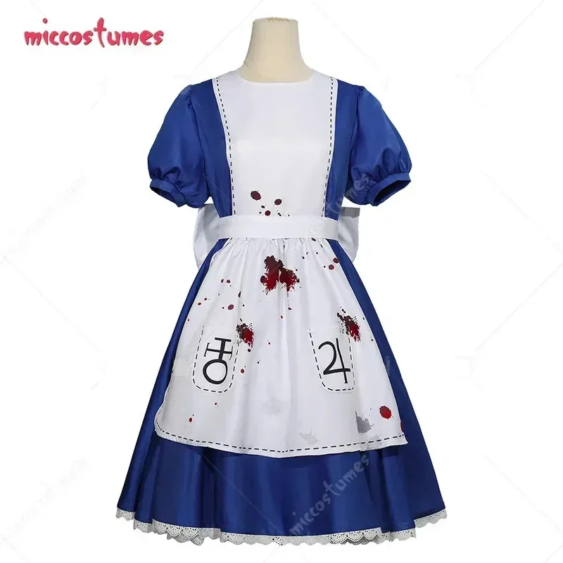 

25COSMiccostumes Women's Delux Alice Cosplay Costume Halloween Bule Maid Cosplay Dress Set