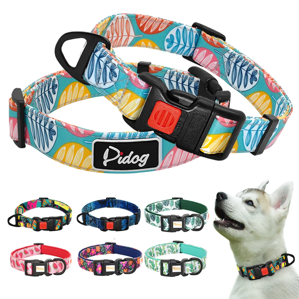 Adjustable Nylon Dog Collar Puppy Small Dogs Collars Flower Printed Pet Collars for Chihuahua French Bulldog Pet Products