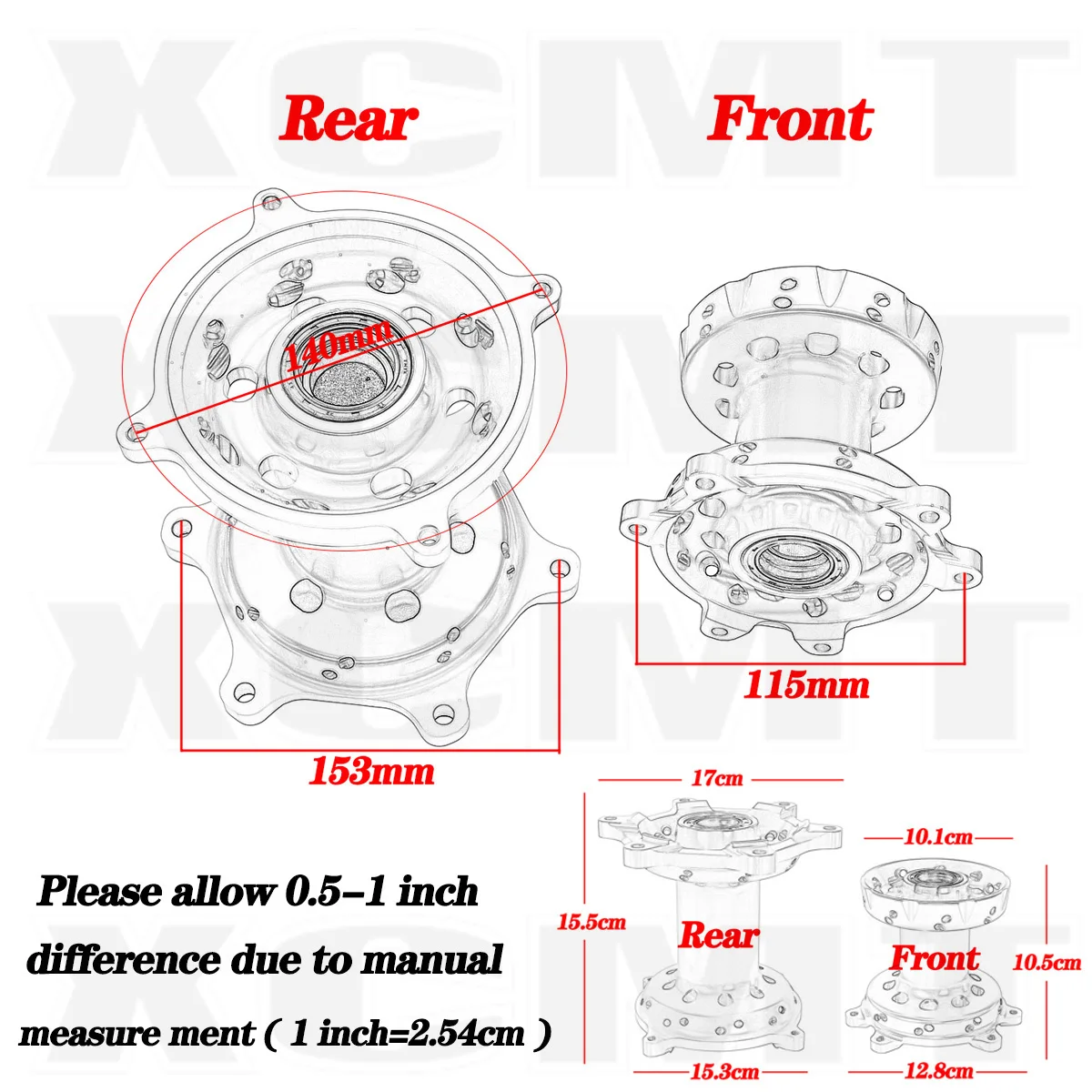 Motocycle Front Rear Wheel Hub For HONDA CR125 CR250 CRF250R CRF450R CRF450X CRF250X CR CRF 125 250 450 X R 00 01 02 03 04 02-17