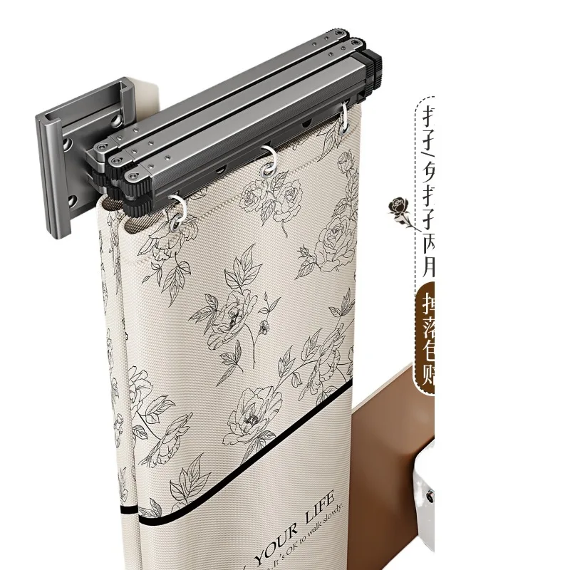 

Shower curtain bathroom toilet free punching dry and wet separation curtain