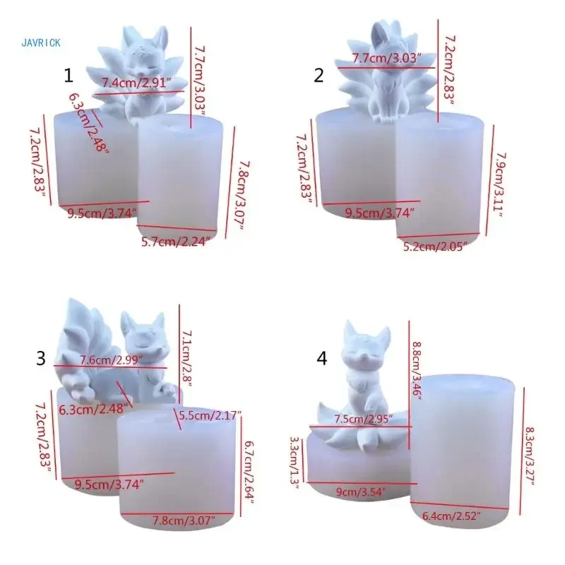 تسعة ذيول ثعالب قوالب سيليكون ، شمعة يدوية الصنع ، زينة الطاولة ، قالب غير لاصق #6