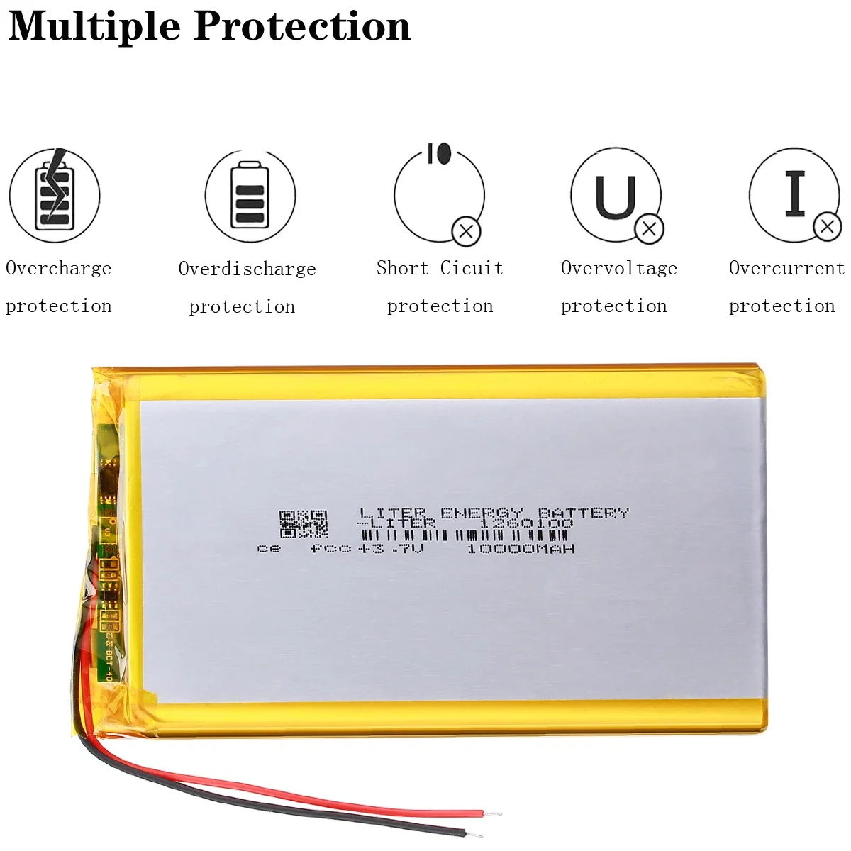 Batteria da un litro di buona qualità 3,7 V, 10000 mAH 1260100   Batteria ai polimeri di ioni di litio/Li-ion per tablet pc BANK, GPS, mp3, mp4