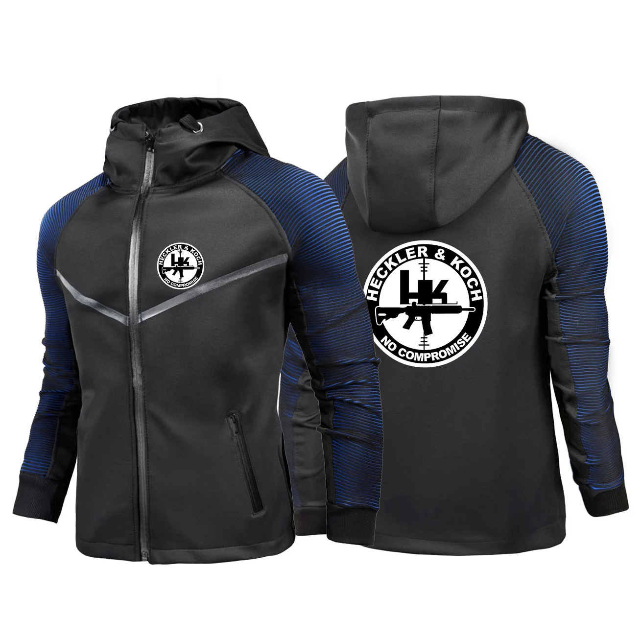 

2024 New Hk Heckler Koch No Compromise Spring and Autumn Men Printing Zipper Jacket Casual High Quality Hooded Racing Suit Tops