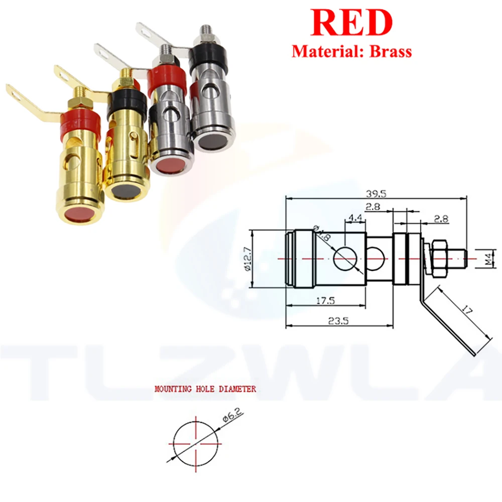 2PCS Gold-Plated Push-Type Spring Terminal Speaker Amplifier Spring Self-Locking Socket Push-Type Terminal