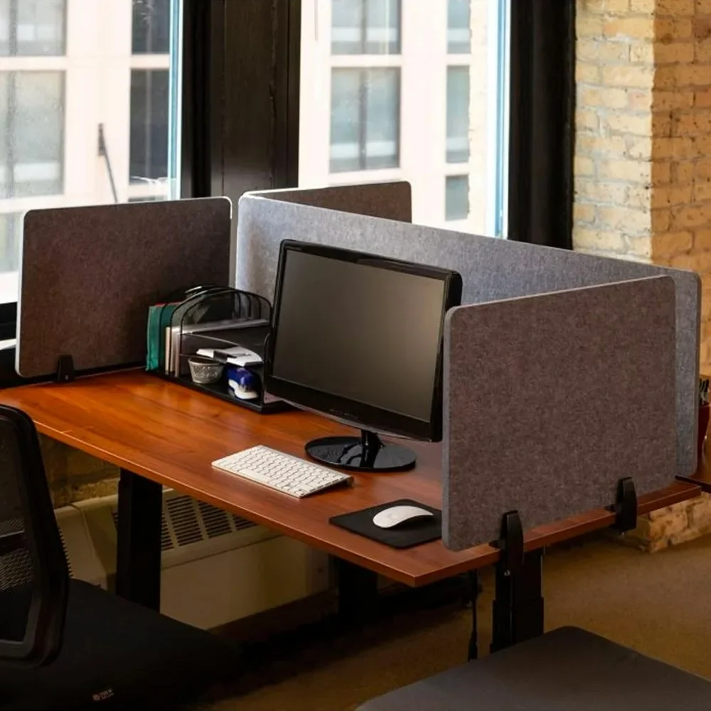 

Clip on partition - lightweight desktop privacy panel (anthracite gray) reduces noise and visual interference.