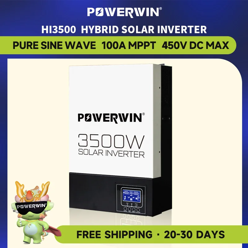 POWERWIN HI3500 Hybrid Solar Inverter Charge Controller removable screen LCD Off-grid Battery 3500W 24V Pure Sine Wave 100A MPPT