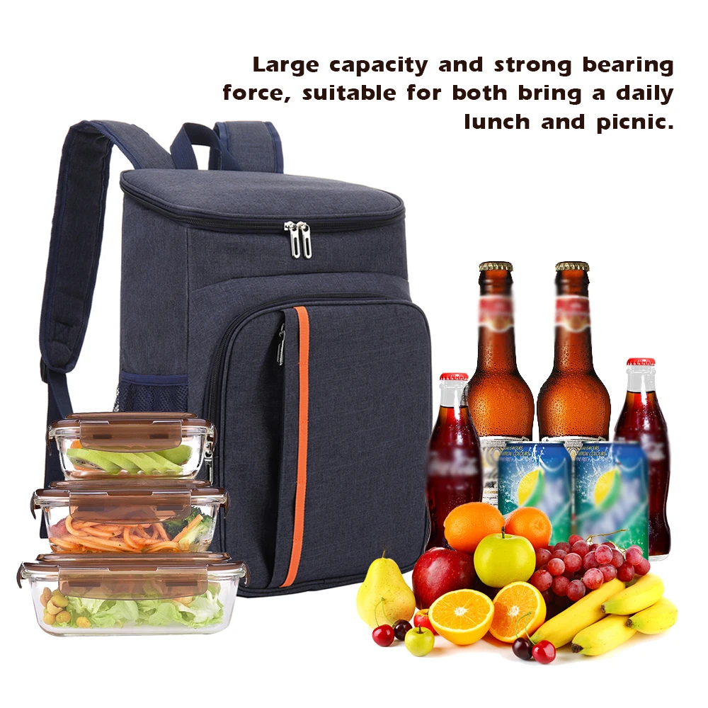 18L Large Capacity Leakproof Cooler Bag Thermal Picnic Cool and Warm Insulated Bag Outdoor Food and Beverage Storage Backpack