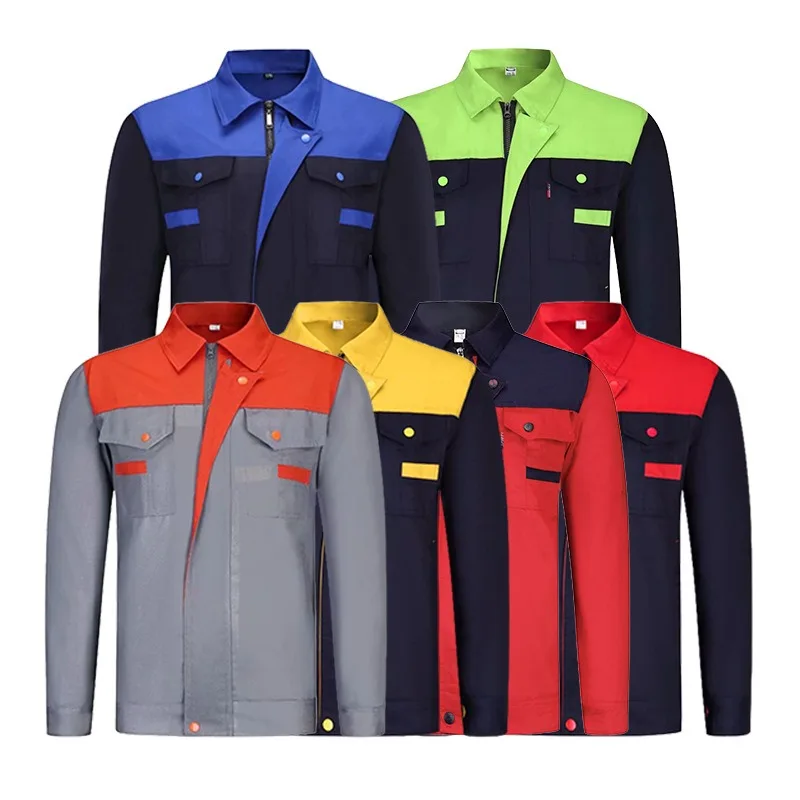 Spring and Autumn Work Clothes Labor Protection Work Clothes Color-blocked Long-sleeved Workshop Clothes Auto Repair Clothes