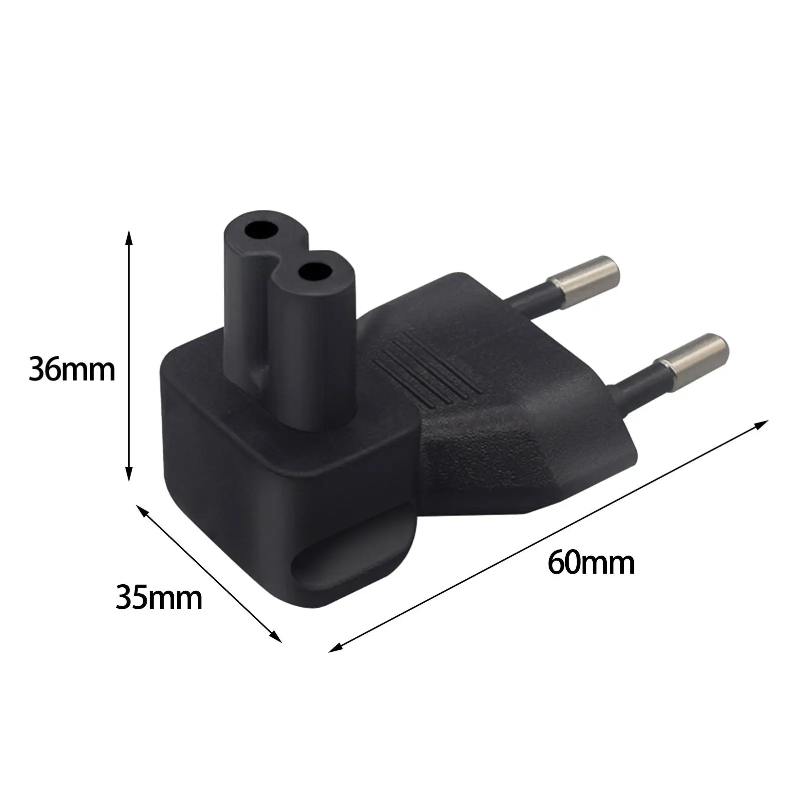 Power Extension Adapter EU 4.0 to C7 Angled Plug Converter for TV DVD Player Projector 250V 2.5A Black